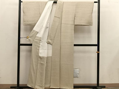 平和屋着物■上質な色無地　箔散らし地紋　枯色　正絹　逸品　BAAX5538mz