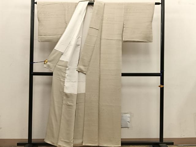 平和屋着物■上質な色無地　箔散らし地紋　枯色　正絹　逸品　BAAX5538mz