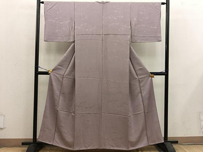平和屋着物■上質な色無地　樹林地紋　薄柿色　正絹　逸品　BAAX5539mz