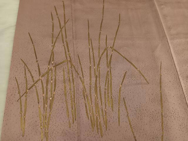 平和屋着物■訪問着　刺繍　草葉文　正絹　逸品　BAAX5542mz