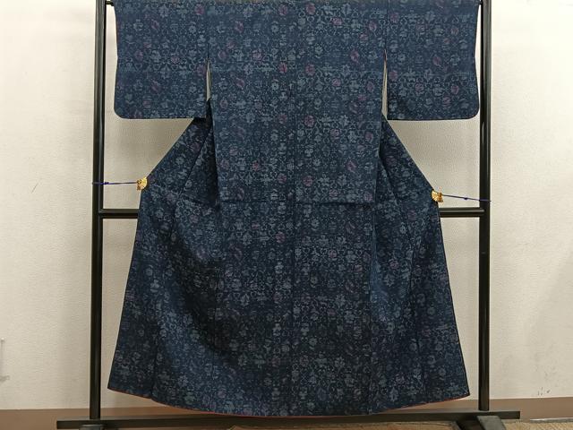 平和屋着物■上質な紬 草花文 正絹 逸品 BAAX5543mz