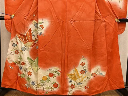 平和屋着物■豪華振袖 総刺繍 舞蝶枝梅文 暈し染め 金銀糸 正絹 逸品 BAAX5544mz