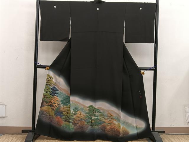 平和屋着物■豪華黒留袖 作家物 風景文 暈し染め 金彩 正絹 逸品 BAAX5546mz