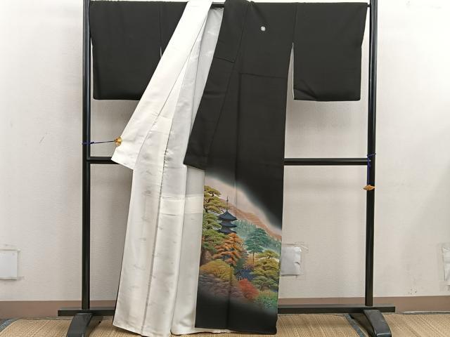 平和屋着物■豪華黒留袖 作家物 風景文 暈し染め 金彩 正絹 逸品 BAAX5546mz