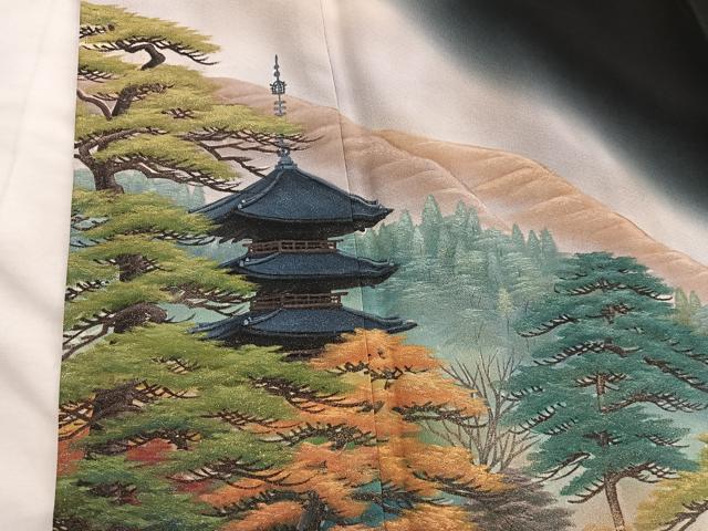 平和屋着物■豪華黒留袖 作家物 風景文 暈し染め 金彩 正絹 逸品 BAAX5546mz