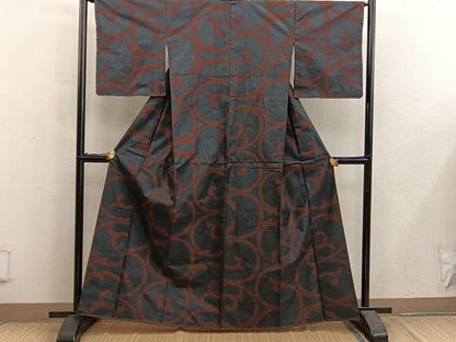 平和屋着物■本場大島紬 7マルキ 幾何学文様 正絹 逸品 未使用 BAAX5549mz