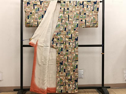 平和屋着物■上質な小紋　風景文　正絹　逸品　BAAX5553mz