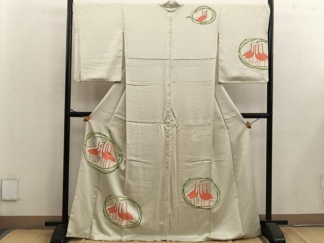 平和屋着物■訪問着 刺繍 群鶴文 正絹 逸品 BAAX5559mz