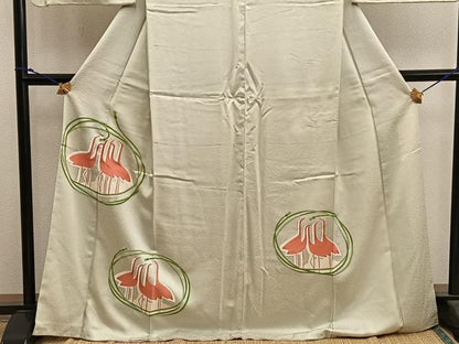 平和屋着物■訪問着 刺繍 群鶴文 正絹 逸品 BAAX5559mz