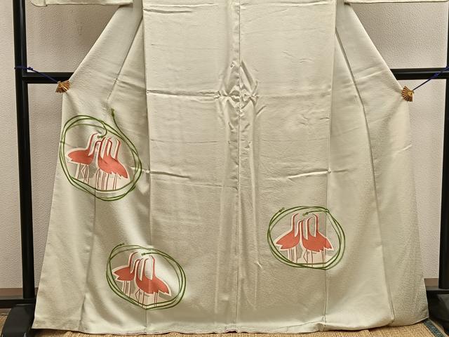 平和屋着物■訪問着 刺繍 群鶴文 正絹 逸品 BAAX5559mz