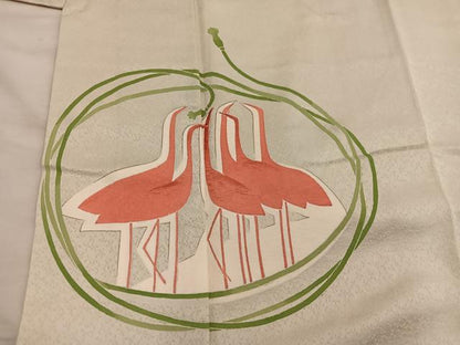 平和屋着物■訪問着 刺繍 群鶴文 正絹 逸品 BAAX5559mz