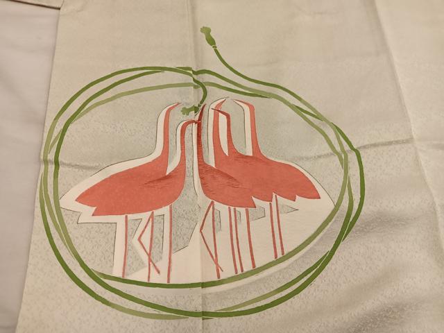 平和屋着物■訪問着 刺繍 群鶴文 正絹 逸品 BAAX5559mz
