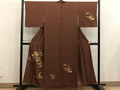 平和屋着物■訪問着 竹屋町刺繍 立波飛鶴文 金彩 正絹 逸品 BAAX5560mz