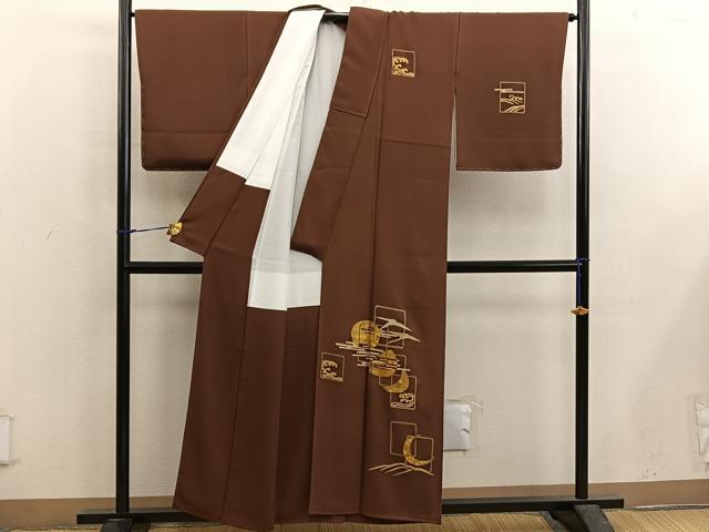 平和屋着物■訪問着 竹屋町刺繍 立波飛鶴文 金彩 正絹 逸品 BAAX5560mz