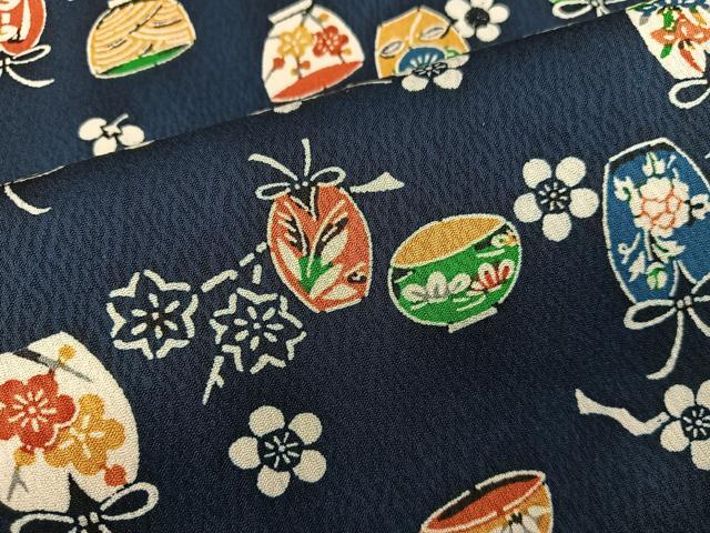平和屋着物■上質な小紋　型染め　陶器花文　正絹　逸品　BAAX5564mz