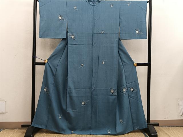 平和屋着物■上質な紬　絞り　枝花文　正絹　逸品　BAAX5566mz