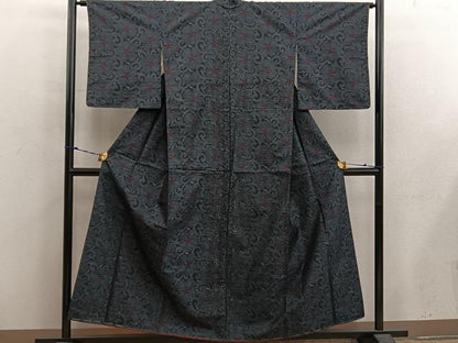 平和屋着物■本場大島紬　草花文　正絹　逸品　BAAX5567mz