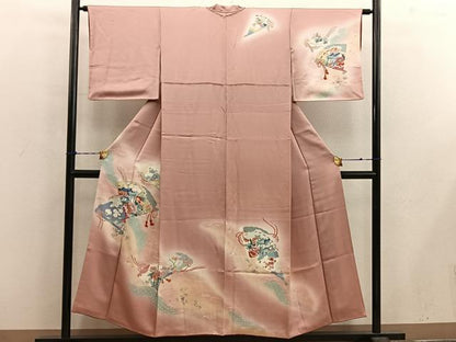 平和屋着物■訪問着　檜扇御所車花文　暈し染め　正絹　逸品　BAAX5569mz