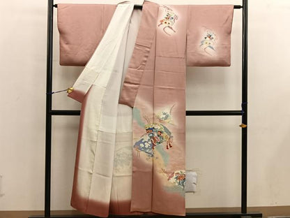 平和屋着物■訪問着　檜扇御所車花文　暈し染め　正絹　逸品　BAAX5569mz
