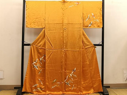 平和屋着物■訪問着　駒刺繍　飛鶴文　金彩　正絹　逸品　未使用　BAAX5570mz