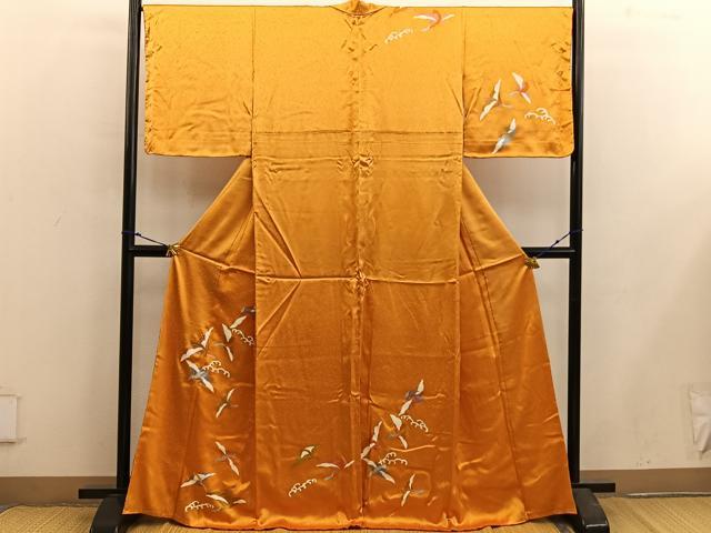 平和屋着物■訪問着　駒刺繍　飛鶴文　金彩　正絹　逸品　未使用　BAAX5570mz