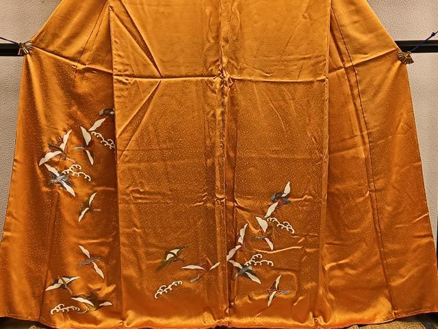 平和屋着物■訪問着　駒刺繍　飛鶴文　金彩　正絹　逸品　未使用　BAAX5570mz