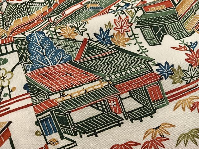 平和屋着物■上質な小紋　型染め　風景文　正絹　逸品　BAAX5571mz