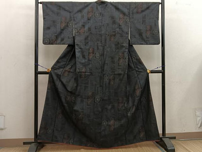 平和屋着物■本場大島紬　草花文　正絹　逸品　BAAX5574mz