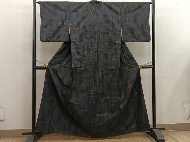 平和屋着物■本場大島紬　草花文　正絹　逸品　BAAX5574mz