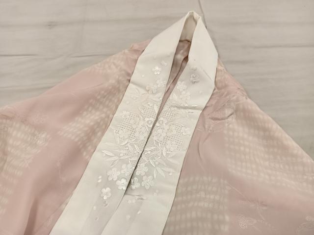 平和屋着物■長襦袢　無双仕立て　鼓花文　半衿刺繍　正絹　逸品　BAAX5581mz
