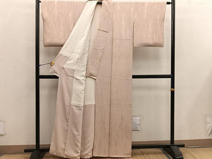 平和屋着物■上質な色無地 幾何学地紋 杏色 高島屋扱い 正絹 逸品 BAAX5582mz
