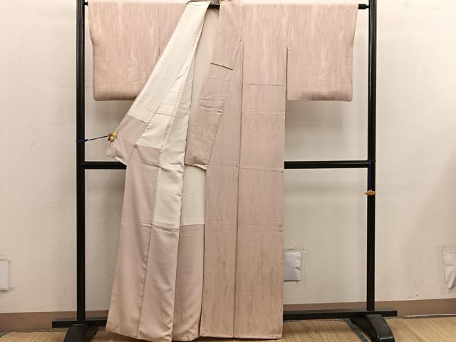 平和屋着物■上質な色無地 幾何学地紋 杏色 高島屋扱い 正絹 逸品 BAAX5582mz