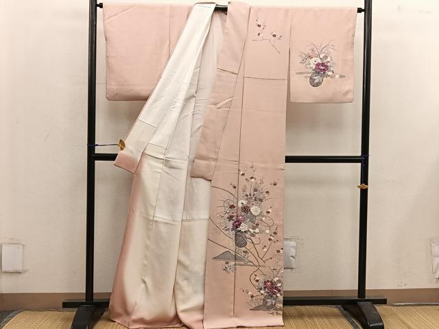 平和屋着物■訪問着　刺繍　花籠文　正絹　逸品　BAAX5584mz