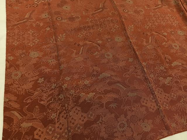 平和屋着物■上質な小紋　飛鶴七宝花文　鬼しぼ縮緬　正絹　逸品　BAAX5590mz