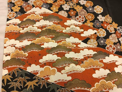 平和屋着物■豪華黒留袖　作家物　　駒刺繍　松竹梅　正絹　逸品　BAAX5592mz