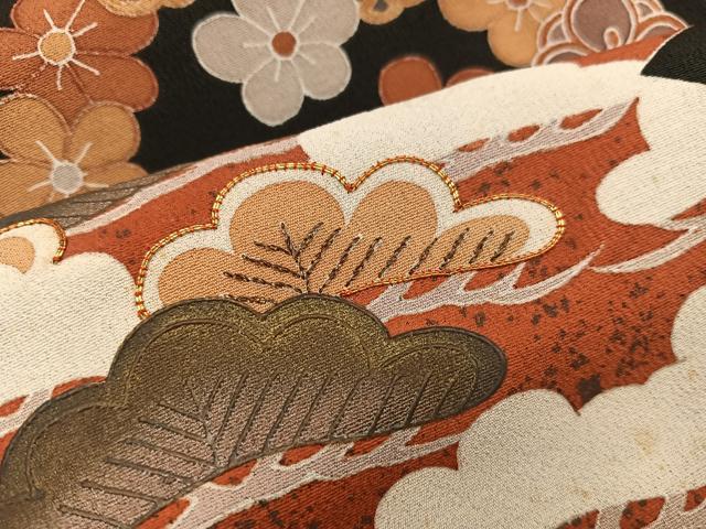 平和屋着物■豪華黒留袖　作家物　　駒刺繍　松竹梅　正絹　逸品　BAAX5592mz