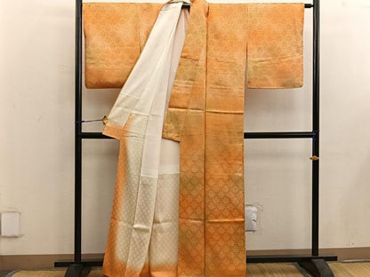 平和屋着物■上質な小紋　草葉地紋　暈し染め　正絹　逸品　BAAX5595mz