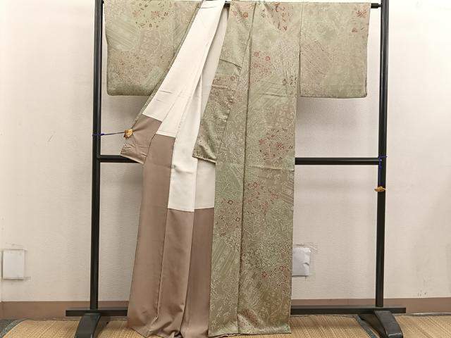 平和屋着物■上質な小紋　枝花文　正絹　逸品　BAAX5596mz