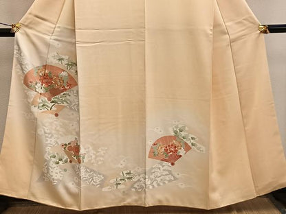 平和屋着物■訪問着　檜扇牡丹花文　暈し染め　金彩　正絹　逸品　BAAX5598mz