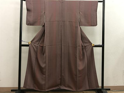 平和屋着物■上質な小紋　縞　正絹　逸品　BAAX5603mz
