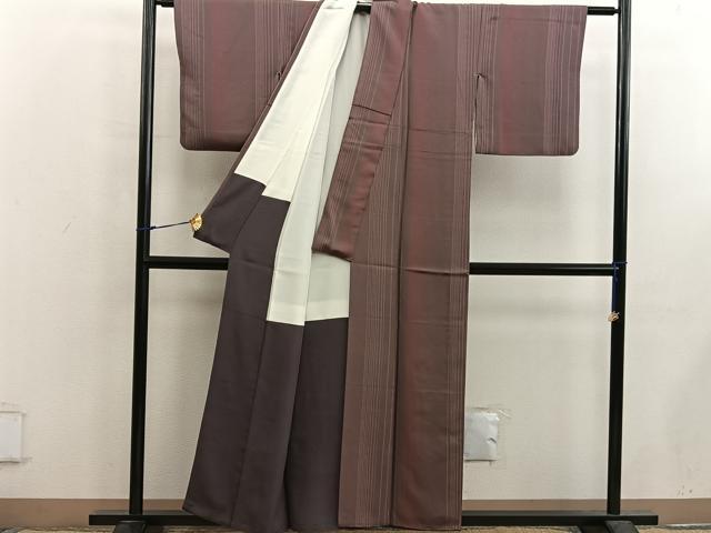 平和屋着物■上質な小紋　縞　正絹　逸品　BAAX5603mz