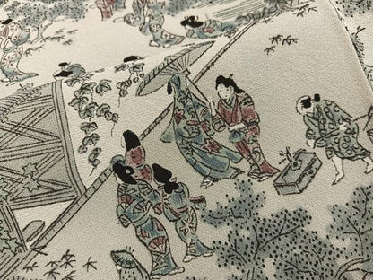 平和屋着物■上質な小紋 人物風景文 正絹 逸品 BAAX5607mz