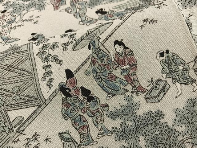 平和屋着物■上質な小紋 人物風景文 正絹 逸品 BAAX5607mz
