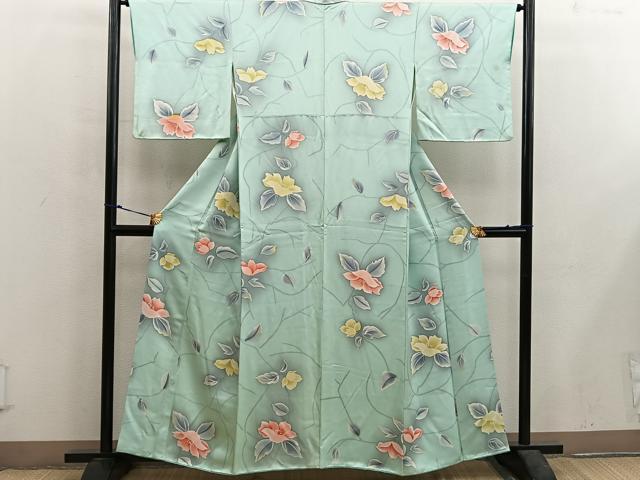 平和屋着物■上質な小紋 草花文 正絹 逸品 BAAX5610mz