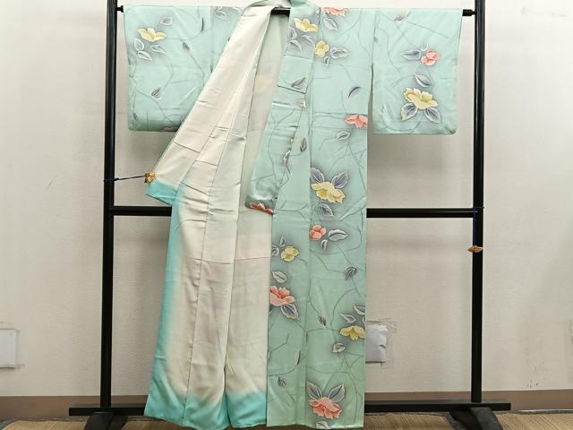 平和屋着物■上質な小紋 草花文 正絹 逸品 BAAX5610mz