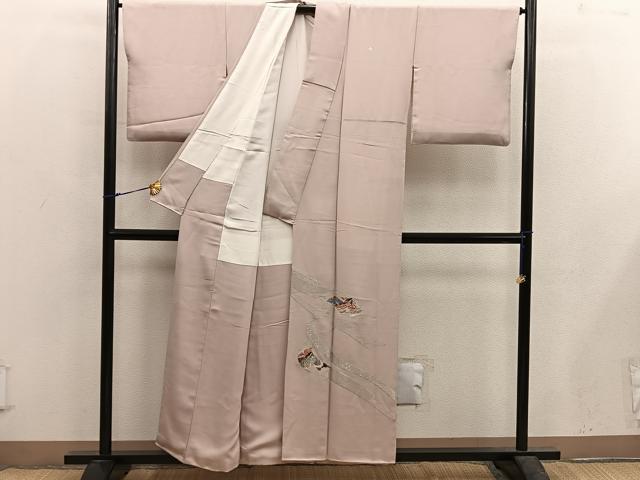 平和屋着物■豪華色留袖　人物文　寿光織　銀糸　正絹　逸品　BAAX5615mz