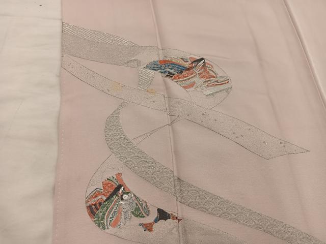 平和屋着物■豪華色留袖　人物文　寿光織　銀糸　正絹　逸品　BAAX5615mz