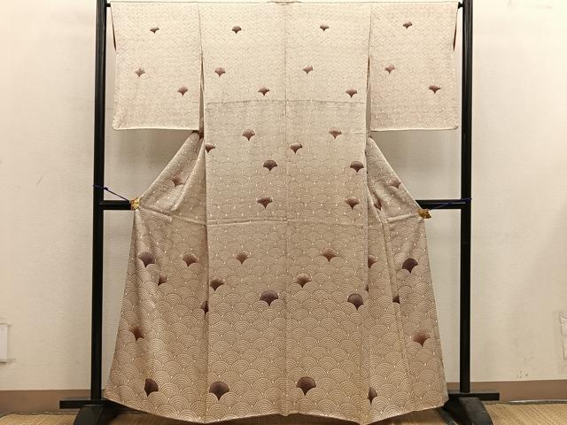 平和屋着物■訪問着　青海波梅花文　金彩　正絹　逸品　BAAX5617mz