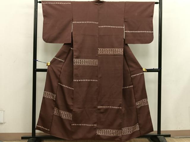平和屋着物■上質な小紋　お召地　横段文　正絹　逸品　BAAX5621mz