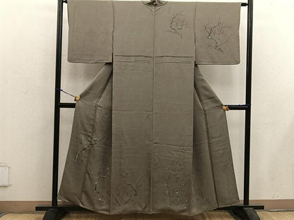 平和屋着物■訪問着　手描き　枝葉文　正絹　逸品　BAAX5623mz